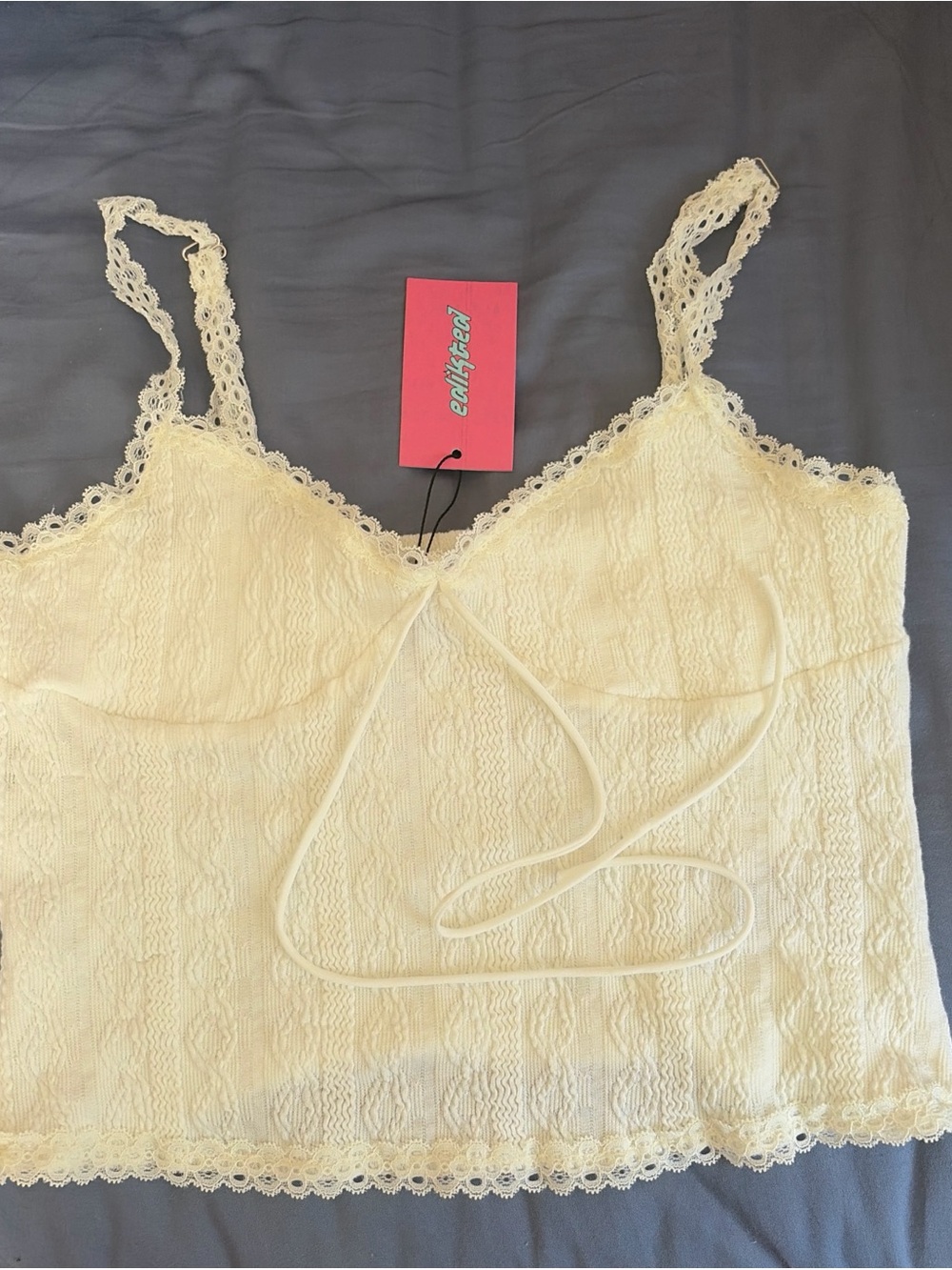 Edikted White Lace Camisole with Scalloped Trim